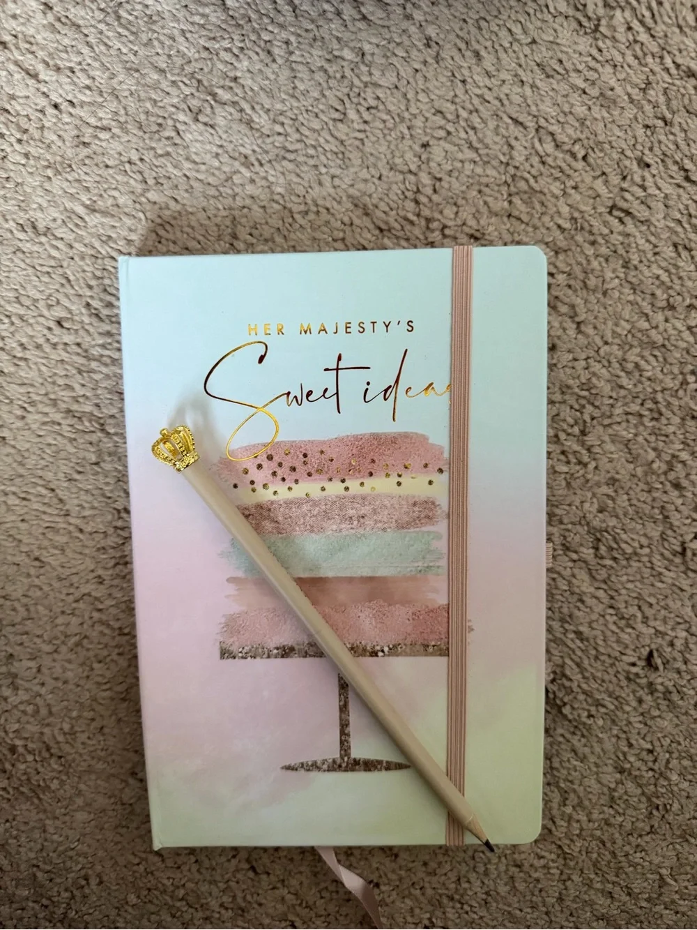 Sweet Ideas Pastel Notebook with Crown Pencil - Mint Pink